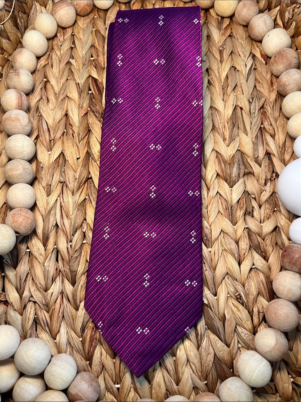 Claiborne Plum Purple Diagonal Dot Silk Tie